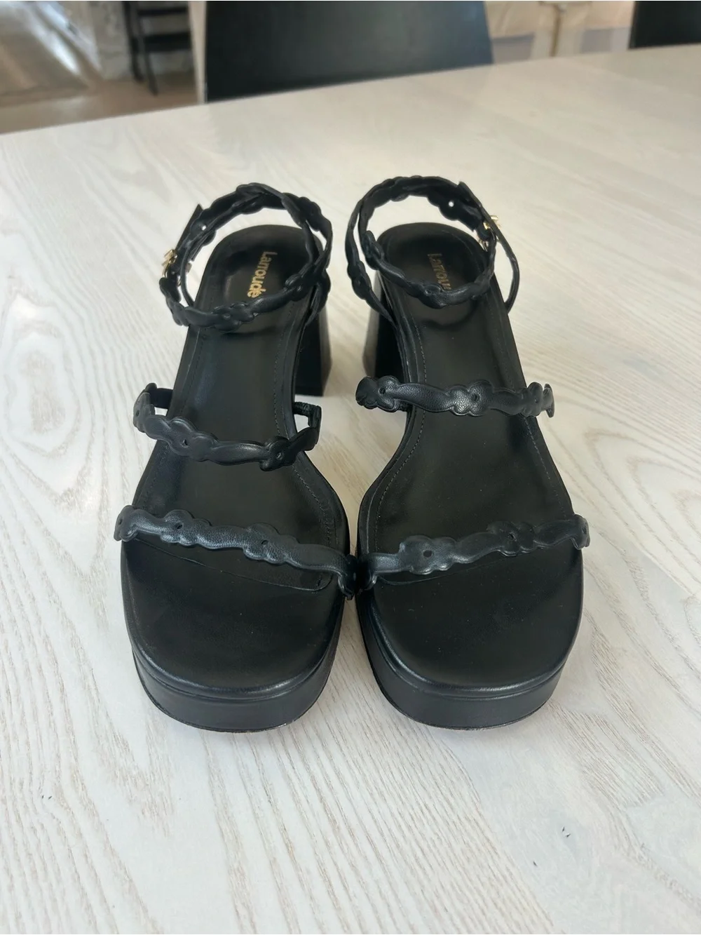 Larroudé Margherita block heel sandals in black